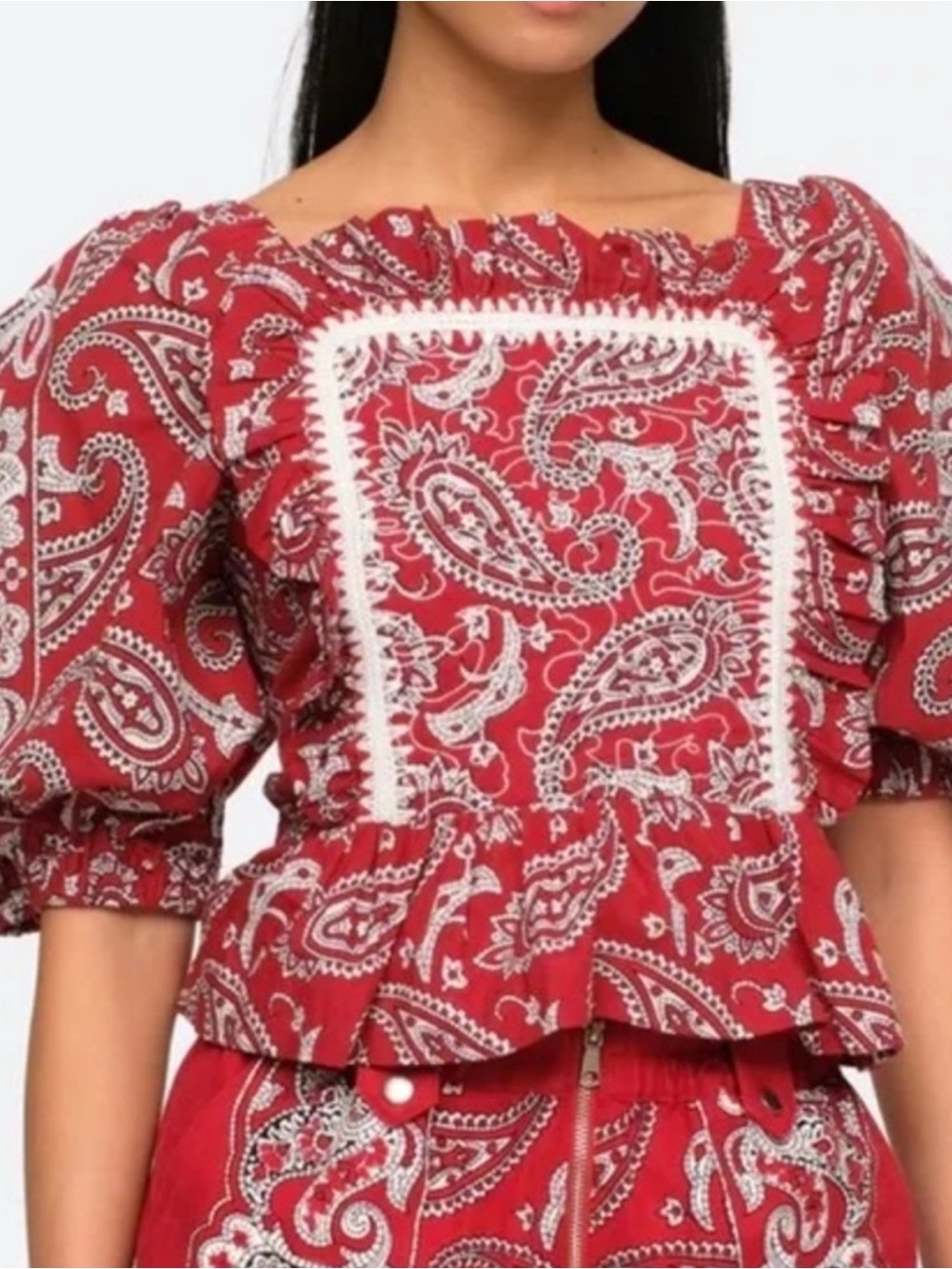 Sea NY Women’s Theodora Top, Red color, sample size 4/S